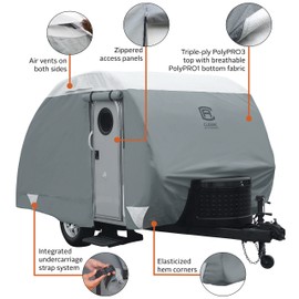 Classic Accessories Over Drive PolyPRO3 Deluxe Teardrop Trailer Cover, Fits up to 8' Trailers, RV Cover, Camper Cover, Travel Trailer Cover