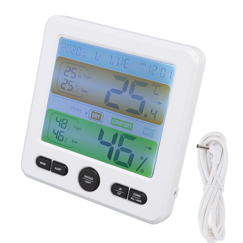 Indoor Thermometer Digital Color Screen Alarm Temperature Humidity Monitor Bedside