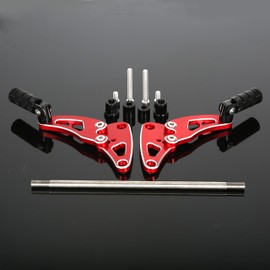 3D Engrave Foldable CNC Rear Passenger Footrest Foot Pedal Pegs Compatible with Monkey 125 Z125M Z125MA ABS 2018-2024 (Red)