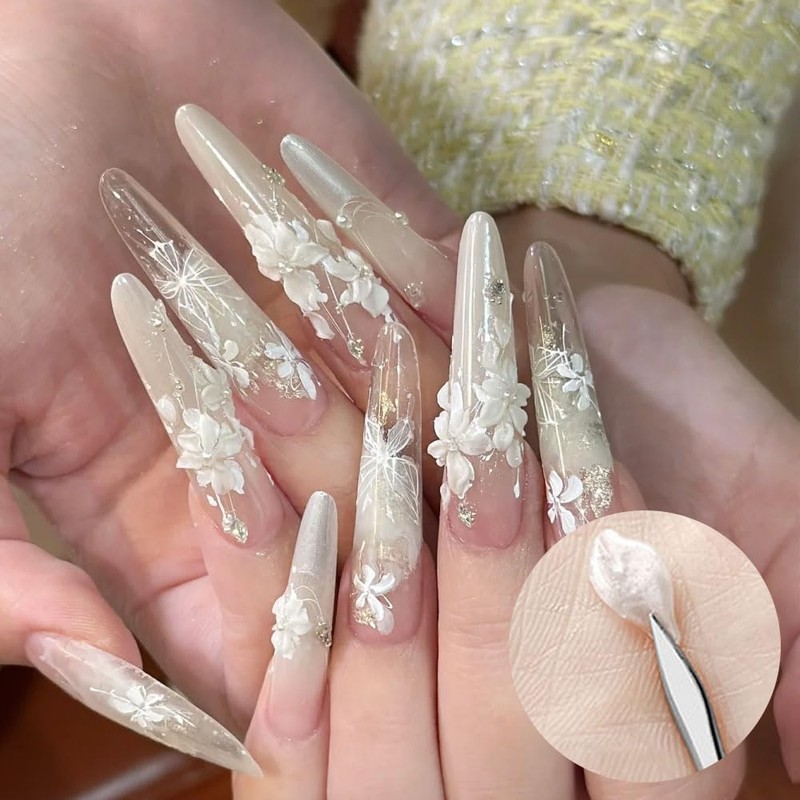 4PCS Professional Nail Art Sculpting Tools, Stainless Steel Dual-Head 3D