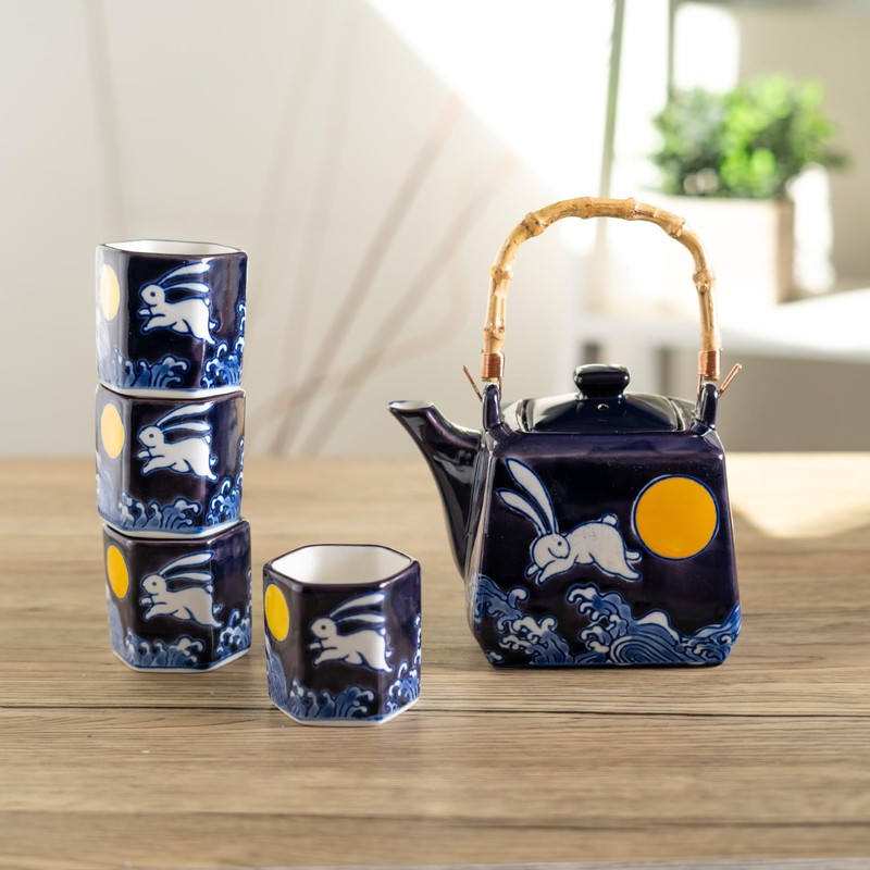 Urban Tokyo Japanese Style Cube Shape 20oz Porcelain Tea Set