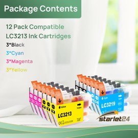 Starlet24 12x LC3213 LC-3213 Compatible with Brother LC-3213 LC3213 Printer Cartridges for Brother DCP-J572DW DCP-J772DW DCP-J774DW MFC-J497DW MFC-J491DW MFC-J890DW MFC-J895DW