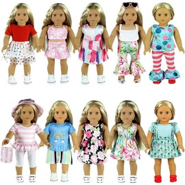 20 pcs 18 inch Doll Clothes and Accessories for American 18 inch Girl Doll Clothes Gift Including 10 Complete Sets of Clothing - Color: 7sets
