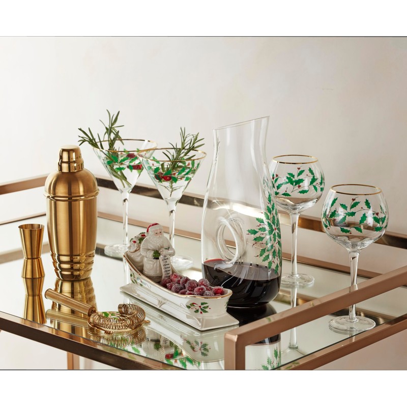Lenox 895032 Holiday 3-Piece Decanter & Wine Glasses Set, Christmas