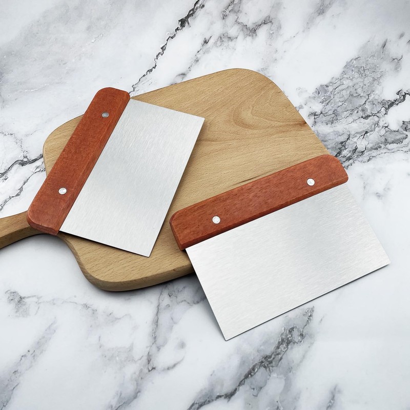 16.7 X 10.8CM Stainless Steel Bench Scraper with Wooden Handle