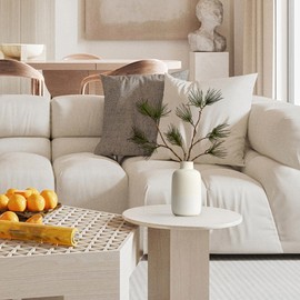 White Ceramic Flower Vase, Modern Boho Vases Home Decor, Decorative Beige Vase for Pampas Grass, Flowers, Farmhouse, Coffee Table, Bookshelf, Entryway, Home Living (Beige White)