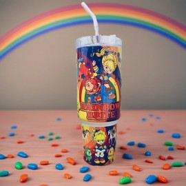 Handmade Rainbow Brite 40oz Tumbler Stainless Steel with Handle Straw