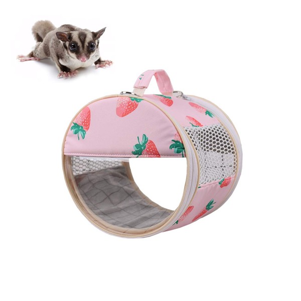 Small Pet Carrier Bag Portable Travel Carrier for Hamster Rat Baby Guinea Pig Sugar Glider Hedgehog Small Birds (M, Pink)