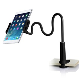 LEVO Clamping Gooseneck Phone and Tablet Mount Holder with Flexible Long Arm – Ideal for Desk, Office, Bedside, Headboard, Kitchen Counter, Boat, RV, and More - Black