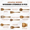 WARMKEY Acacia Wood Kitchen Utensil Set 9PC - Natural Wooden