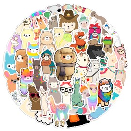 50Pcs Alpaca Stickers for Laptop,Bumper,Scrapbook,Computer,Luggage, Notebook,Suitcase,Water Bottle,Bike,Cute Funny Animal Vinyl Sticker,Cartoon Llama Waterproof Stickers,Gift for Teens Girls Kids