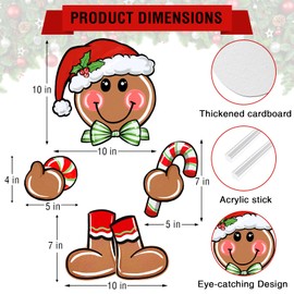 Auirre Gingerbread Man Christmas Tree Topper Head Arms and Legs, Xmas Peppermint Candy Santa Hat Decorative Tree Ornaments Decor, Holiday Indoor Home Decorations Party Supplies