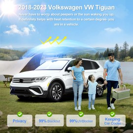 SHINELINERS 8pcs Car Window Shades for Volkswagen VW Tiguan 2018-2023 Accessories,Windshield Sun Shade Side Rear Full Sunshade,Sun Visor UV Blocking, Privacy and Blackout for Camping Outdoor