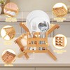 Tefola Bamboo Dish Drying Rack, 2-Tier Foldable Design with Utensil