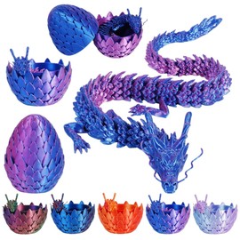 3D Dragon Egg Articulating Gemstone Crystal Dragon Figurine 3D Eggs with Inside Autism Toys Egg Toy for Anxiety Relief Flexible Joints Home Desk Decor Desk Toys Dazzling tri-colour (Laser Purple)