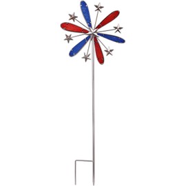 Sunset Vista Designs 93480 Galvanized Metal Vintage Americana Pinwheel Garden Stake, Jewel Stars