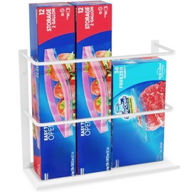 Gypie White Kitchen Wrap Organizer Door Mount, Aluminum Foil Holder Cabinet Door Organizer Cabinet Storage Basket for Kitchen Wrap/Food Bag Storage