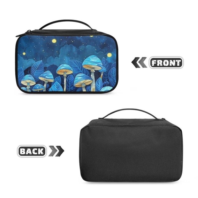 Noteligou Blue Mushroom Makeup Bag for Women Makeup Organizer Travel