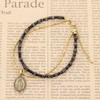 ocean Anklet Black Spinel Cross Maria Medal Coin Gold Brass