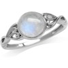 Fashion Stainless Steel Created Moonstone Wedding Engagement Solitaire Ring (Silvery,