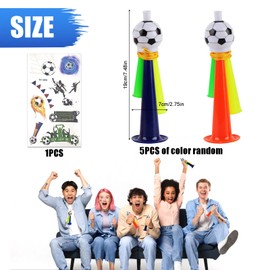 Stadium Trunk, Pack of 5 Fan Horns Football, Comes with 1 Football Tattoo Sticker, Horn Gas Trout in Football, Megaphone Style Gas Horn Air Horn Handball, Signal Horn for Football Theme Party, World