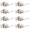 GOBEKOR 8 Pack Brushed Nickel Privacy Door Levers Bedroom Bathroom