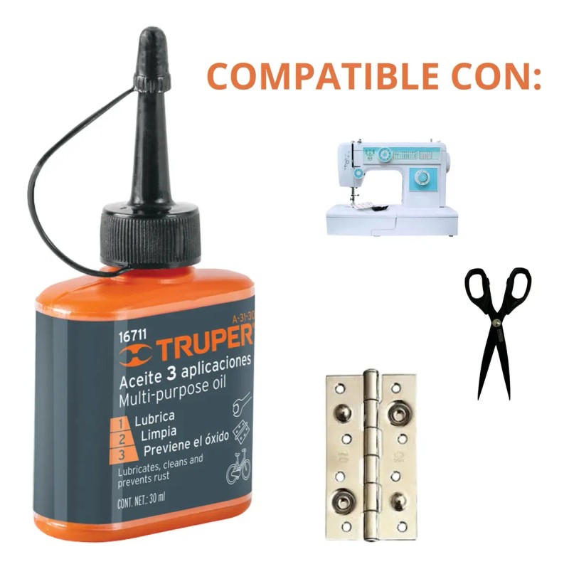 Aceite Lubricante Truper Multiusos 30ml Para Bisagras Etc.