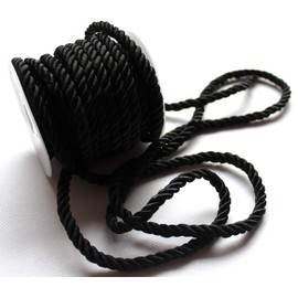 CaPiSo Cord 10 m x 6 mm Twist Cord, Decorative Ribbon, Cord Cord, Cord Cord, Funeral Cord, Grave Decoration (Black)