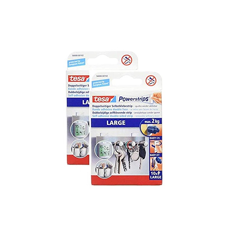 tesa Powerstrips® Large for max. 2kg, pack of 10 strips