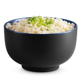 KooK Ramen Bowl, Japanese Bowls, Noodle Bowls, Large Soup Bowl, Ceramic, Large Capacity, For Ramen, Pho, Udon, Soba, Microwave and Dishwasher Safe, 34 oz, Set of 4 (Black/Navy)