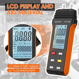 Manometer Gas Pressure Meter,11 Selectable Units Differential Pressure Gauge Dual-Port Manometer Air Pressure Meter HVAC Digital Manometer with Backlight Data Record RQ-189B