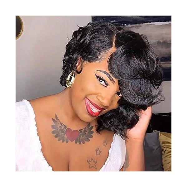 BeiSD Short Afro Curly Bob Wig Short Black Bob Wigs for Black Women Curly Synthetic Hair Wig Short Curly Bob Hairstyles