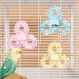 SQUSIMEI Bird Spinning Toys Inside The Birdcage Parrot Toys for Medium Small Birds Emitting Sounds Interactive Parrot Toy Accessories Reduces Anxiety Budgies Lovebirds Cockatiels Parakeets (Yellow)