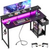 MOTPK Gaming Desk with LED Lights & Power Outlet, 55