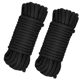 lohey 2 Pack Soft Cotton Rope, 10 M/33 Feet 8 MM Thick Multipurpose Durable Long Rope All Purpose Black Rope Cord for DIY Craft Projects Hanging Bundling