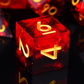 ORUZA 7 PCS Polyhedral DND Dice Resin Sharp Edge Die D&D Dice Set for Dungeons and Dragons RPG MTG Table Games (Red)