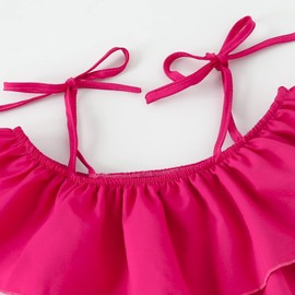 Waghao Fashion Little Girl's 2 Piece Clothes Set Summer Toddler Teen Girls Outfits Garments Ruffle Trim T-Shirt Top and Floral Flare Long Bell Bottoms Pants (bell-bottoms 6T)