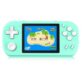CCTU Kids Handheld Games Preloaded 218 Retro Video Games, Portable Gaming Collection Toys for 4-12 Year Old Boys Girls with 3.0" Screen Rechargeable Battery, Gifts for Birthday Home Travel (Cyan)