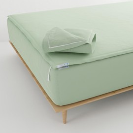 QuickZip Fitted Plus Spare Bundle: 1 Fitted & 1 Zip Sheet - Easy Change, Won't Pop Off - Soft Percale 400 TC 100% Cotton - 15' Deep Pockets Twin XL Size Sheets Sage