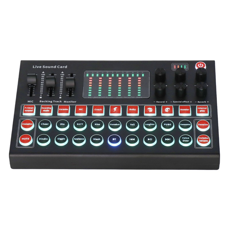 Voice Changer Sound Board LED Display Noise Reduction Bluetooth Dual