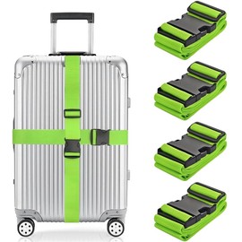 Generic 4 Pack Adjustable Luggage Straps, Fabric Webbing, Secure Cargo, Strong Luggage Straps (79x2 Inch, Light Green)
