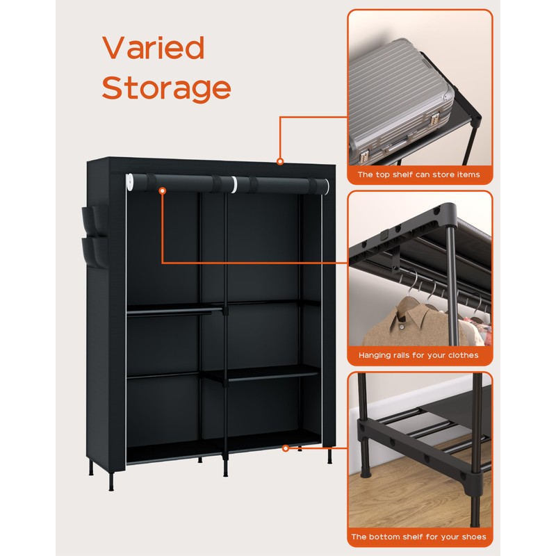 CASAMAYA Clothes Rack, Portable Closet, 54.7 Inch Large Capacity Wardrobe