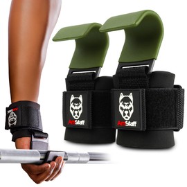 AmStaff Fitness Weight Lifting Hooks (Pair) - Gym Wrist Straps with Steel Hooks for Weightlifting, Pull-Ups, Deadlifts, Strength Training, and Fitness Workouts - Adjustable Neoprene Wrist Support