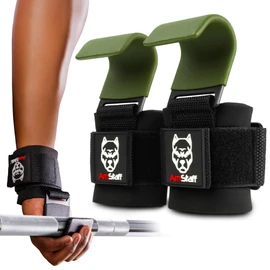 AmStaff Fitness Weight Lifting Hooks (Pair) - Gym Wrist Straps with Steel Hooks for Weightlifting, Pull-Ups, Deadlifts, Strength Training, and Fitness Workouts - Adjustable Neoprene Wrist Support