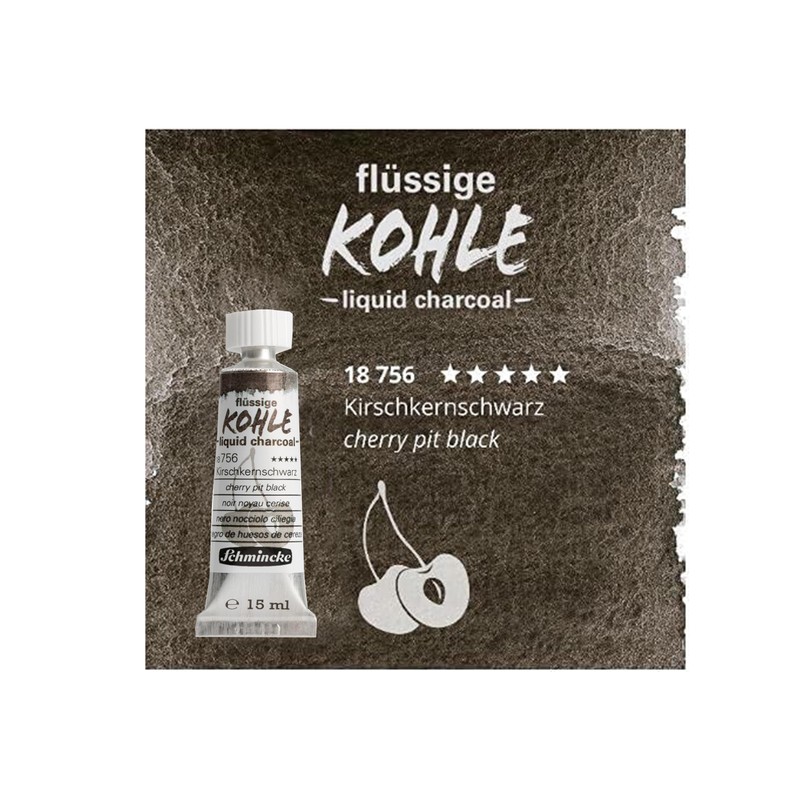 Schmincke - Liquid Charcoal, Liquid Charcoal, Cherry Stone Black, 15
