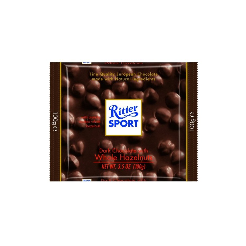 Ritter Sport, Dark Chocolate with Whole Hazelnuts (Pillow Pack), 3.5-Ounce