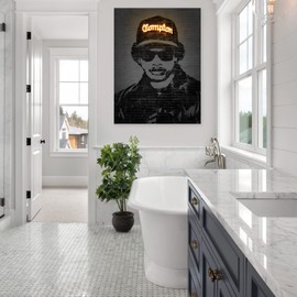 Fine Art Canvas Eazy E Canvas Wall Decor by Artist Octavian Mielu for Living Room, Bedroom, Bathroom, Kitchen, Office, Bar, Dining & Guest Room - Ready to Hang - 32 in x 43 in