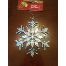Unbranded (1) Blue and Silver Glittery Snowflake Christmas Ornament-Brand New-SHIP N 24HRS