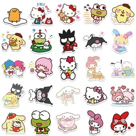 Cute Sanrio Cartoon Stickers for Kids Water Bottle 50pcs Pack, Kawaii Hellokitty Mymelody Kuromi Waterproof Vinyl Stickers for Teen Girl Adult Laptop Skateboard Bike Guitar Laggage Bicycle Travel Case