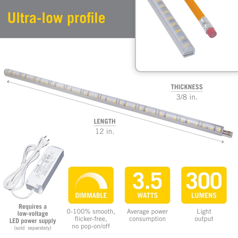 Armacost Lighting RigidStrip 24V 12" Linkable LED Strip Light Diffuser